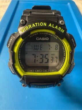 Casio Black and Neon Yellow Digital Vibration Alarm Watch